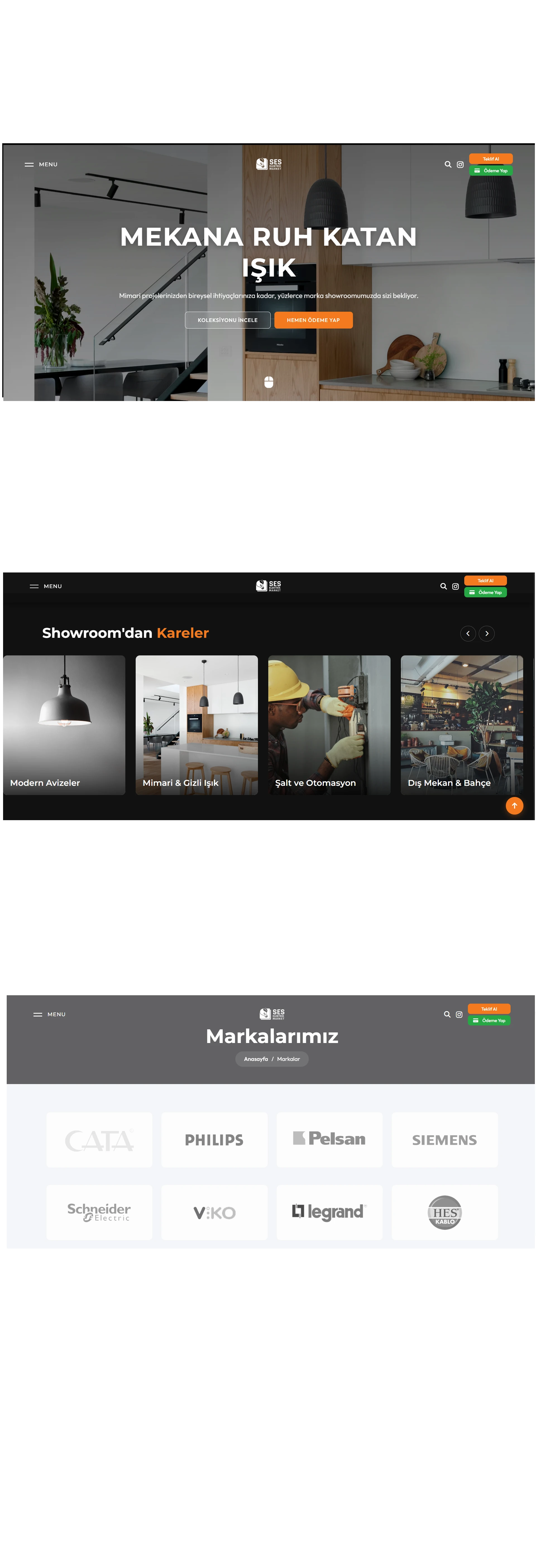 SES Elektrik Market web sitesi proje görseli